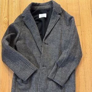 Zara Kids Black and White Checkered Trench Coat